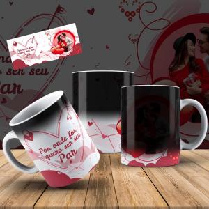 Caneca Mágica Personalizada Porcelana Termosensível 96x150mm Preta Brilho Sublimação  