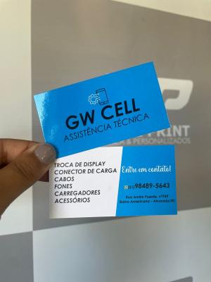 Cartão de visita Couchê 250g 8,5x4,7 4x4 Verniz Total Frente Brilho | Verso Fosco Corte Reto 