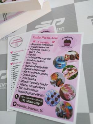 Panfletos/Flyers 14x20 FxV Couchê 90g 14x20cm 4x4 Sem verniz Corte Reto 